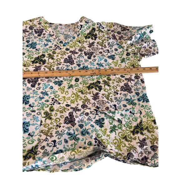 Med Couture Womens 2XL Scrub Top Floral Pattern 97% Cotton 3% Spandex - Picture 5 of 6